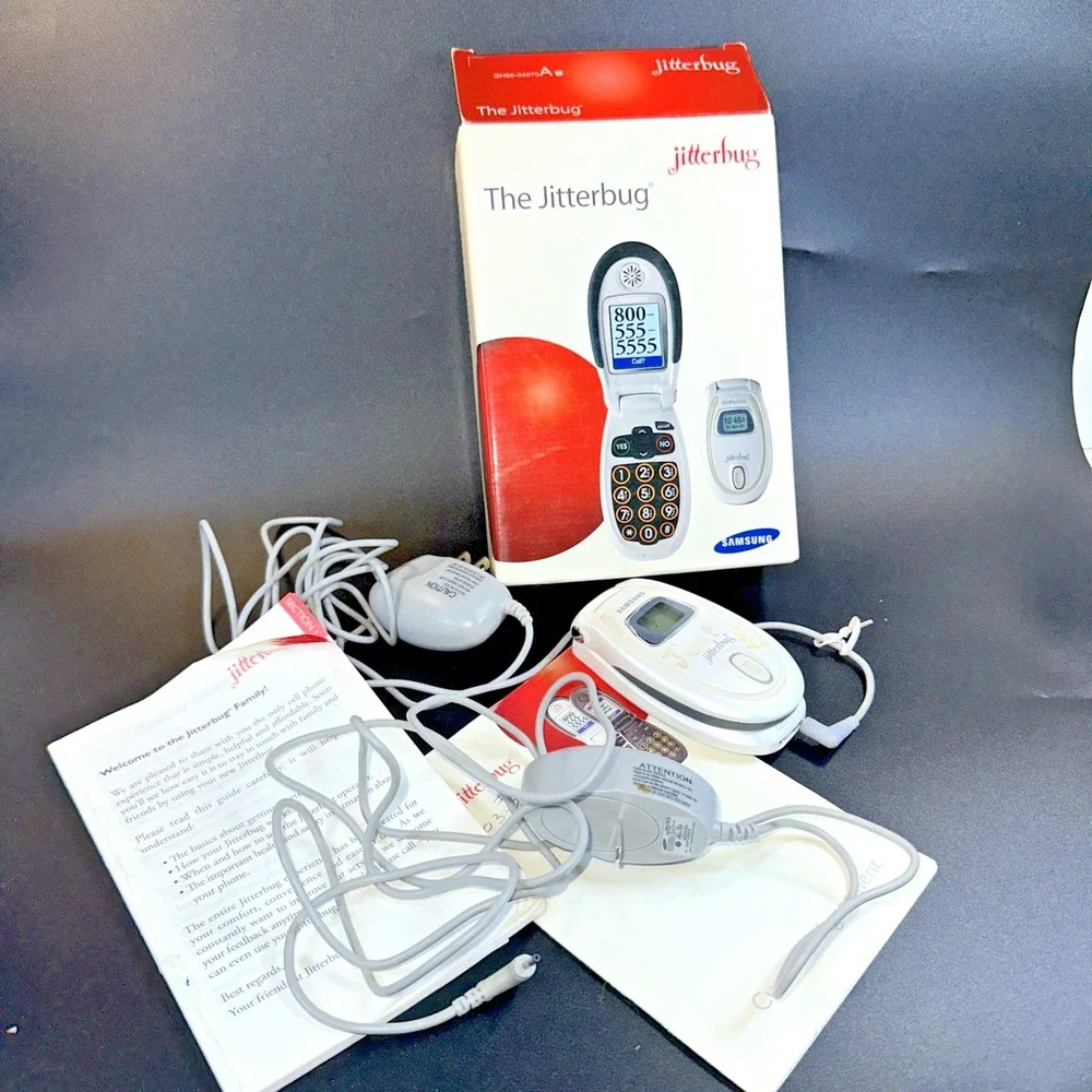 Samsung Jitterbug Dial SPH-A120 - White Flip Phone W/ 2 Chargers+ Manual + Box
